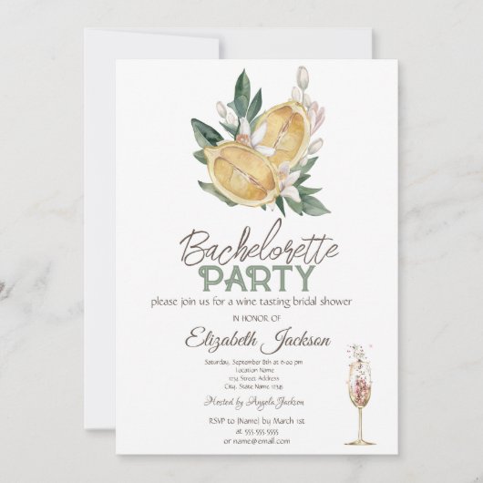 水カラーレモン植物性ガラスバチェロレッテ 招待状 (正面)