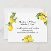 水カラーレモン結婚ズ宿泊カード セーブザデート (裏面)