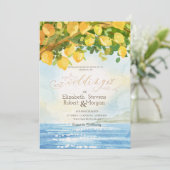 水カラーレモン結婚海 招待状 (スタンド正面)