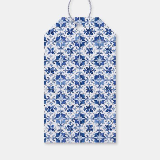 水カラーレモン青タイルリモンチェロ感謝してい ギフトタグ (裏面)