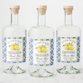 水カラーレモン青タイルリモンチェロ リキュールボトルラベル (ボトル)