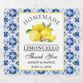 水カラーレモン青タイルリモンチェロ リキュールボトルラベル (シングルラベル)