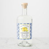 水カラーレモン青タイルリモンチェロ リキュールボトルラベル (正面)