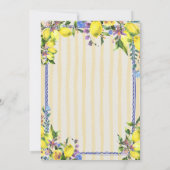 水カラーレモン黄ストライプ色結婚の 招待状 (裏面)