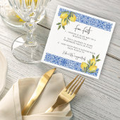 水カラーレモン&タイルウェディングシャワーおもしろいファクト スタンダードカクテルナプキン