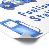 水カラーレースカーファースト誕生日給油所 ポスター (角)