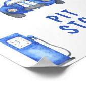 水カラーレースカーファースト誕生日PIT ストップ ポスター (角)