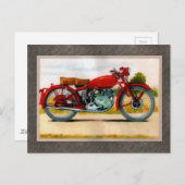 水カラーヴィンテージバイク ポストカード (正面/裏面)