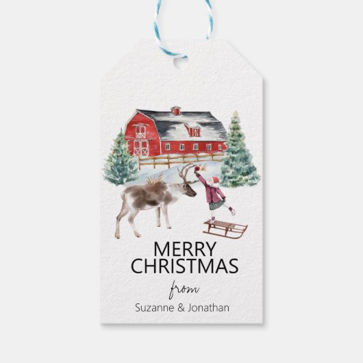 水カラーヴィンテージバーンガールトナディアクリスマス ギフトタグ (裏面)