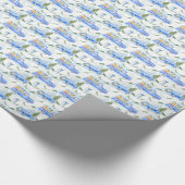 水カラーヴィンテージブルー車とクリスマスツリー ラッピングペーパー (角)