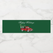 水カラーヴィンテージレッドトラックハッピーホリデーズグリーン ペットボトルラベル (シングルラベル)