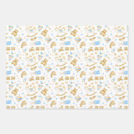 水カラー乳児トイズトレインバニーラビットベビー ラッピングペーパーシート