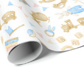 水カラー乳児トイズトレインバニーラビットベビー ラッピングペーパー (ロールコーナー)