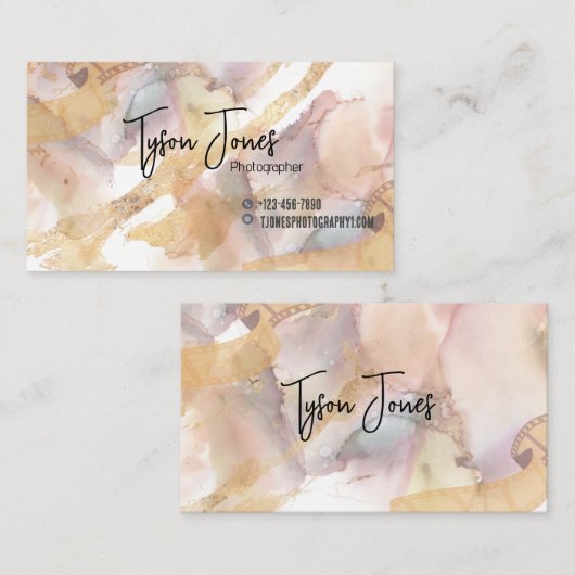 水カラー地球トーン地球トーン金ゴールドフィルム 名刺 (正面/裏面)