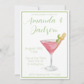 水カラー婚約パーティコスモポリタンカクテル 招待状 (正面)
