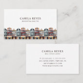 水カラー建物実在エステートエージェントスカイライン 名刺 (正面/裏面)