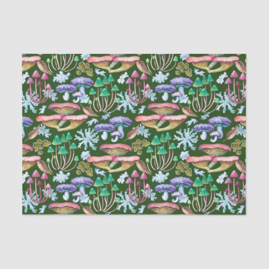 水カラー抽象芸術野生の森キノコ 薄葉紙 (正面)