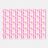 水カラー明るいコケット弓クリスマスツリー ラッピングペーパーシート (正面3)