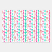 水カラー明るいコケット弓クリスマスツリー ラッピングペーパーシート (正面2)