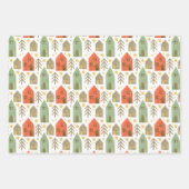 水カラー格言ハウスとキャンディーキャンズクリスマス ラッピングペーパーシート (正面2)