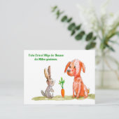 水カラー漫画キャットとイースターバニー シーズンポストカード (スタンド正面)