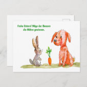 水カラー漫画キャットとイースターバニー シーズンポストカード (正面/裏面)