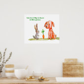 水カラー漫画キャットとイースターバニー ポスター (キッチン)