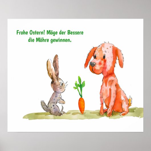 水カラー漫画キャットとイースターバニー ポスター (正面)