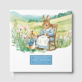 水カラー男の赤ちゃんシャワーゲストブックラビット ゲストブック (正面)