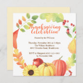 水カラー秋バウンティリースパンプキンサンクスギビング 招待状 (正面/裏面)