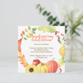 水カラー秋バウンティリースパンプキンサンクスギビング 招待状 (スタンド正面)