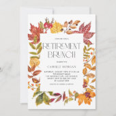水カラー紅葉フレームリタイアブランチ 招待状 (正面)