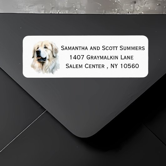 水カラー素晴らしピレネー犬 ラベル