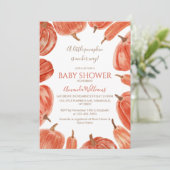 水カラー素朴カボチャ女の子ベビーシャワー 招待状 (スタンド正面)
