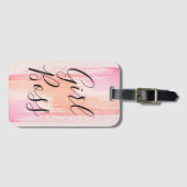 水カラー絵を描ストロークボスレディパーソナライズされた ラゲッジタグ (正面横)