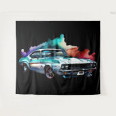 水カラー絵画ヴィンテージマッスルカー タペストリー (正面(横))