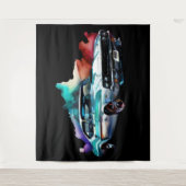 水カラー絵画ヴィンテージマッスルカー タペストリー (正面)