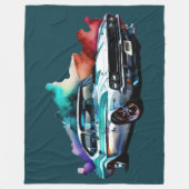 水カラー絵画ヴィンテージマッスルカー フリースブランケット (正面)