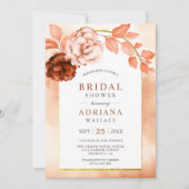 水カラー自然フローラテラコッタブライダルシャワー 招待状 (正面)