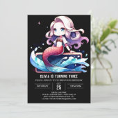 水カラー航海のマーメイド誕生日 招待状 (スタンド正面)
