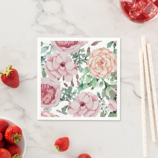 水カラー花模様モーヴカクテル結婚ズナプキン スタンダードカクテルナプキン (インサイチュ)