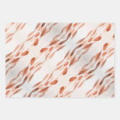 水カラー葉ブラウンテラコッタベージュ赤面 ラッピングペーパーシート (正面3)