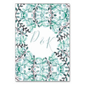 水カラー葉モノグラムの宿泊カード テーブルナンバー (裏面)