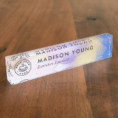 水カラー薄紫金ゴールドラグジュアリーパーソナライズされた デスクネームプレート (側面)