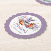 水カラー誕生日ブランチラベンダーカスタム ペーパーコースター (アングル)