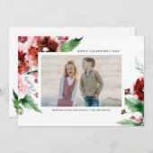 水カラー赤フローラ縁どバレンティネス日写真 シーズンカード (正面/裏面)