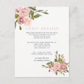 水カラー赤面ピンクローズ結婚ズゲスト詳細 エンクロージャーカード (正面)