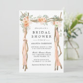 水カラー赤面ピーチフローラアーチブライダルシャワー 招待状 (スタンド正面)