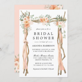 水カラー赤面ピーチフローラアーチブライダルシャワー 招待状