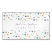 水カラー野生花模様植物学イベントデザイナー マグネット名刺 (正面)